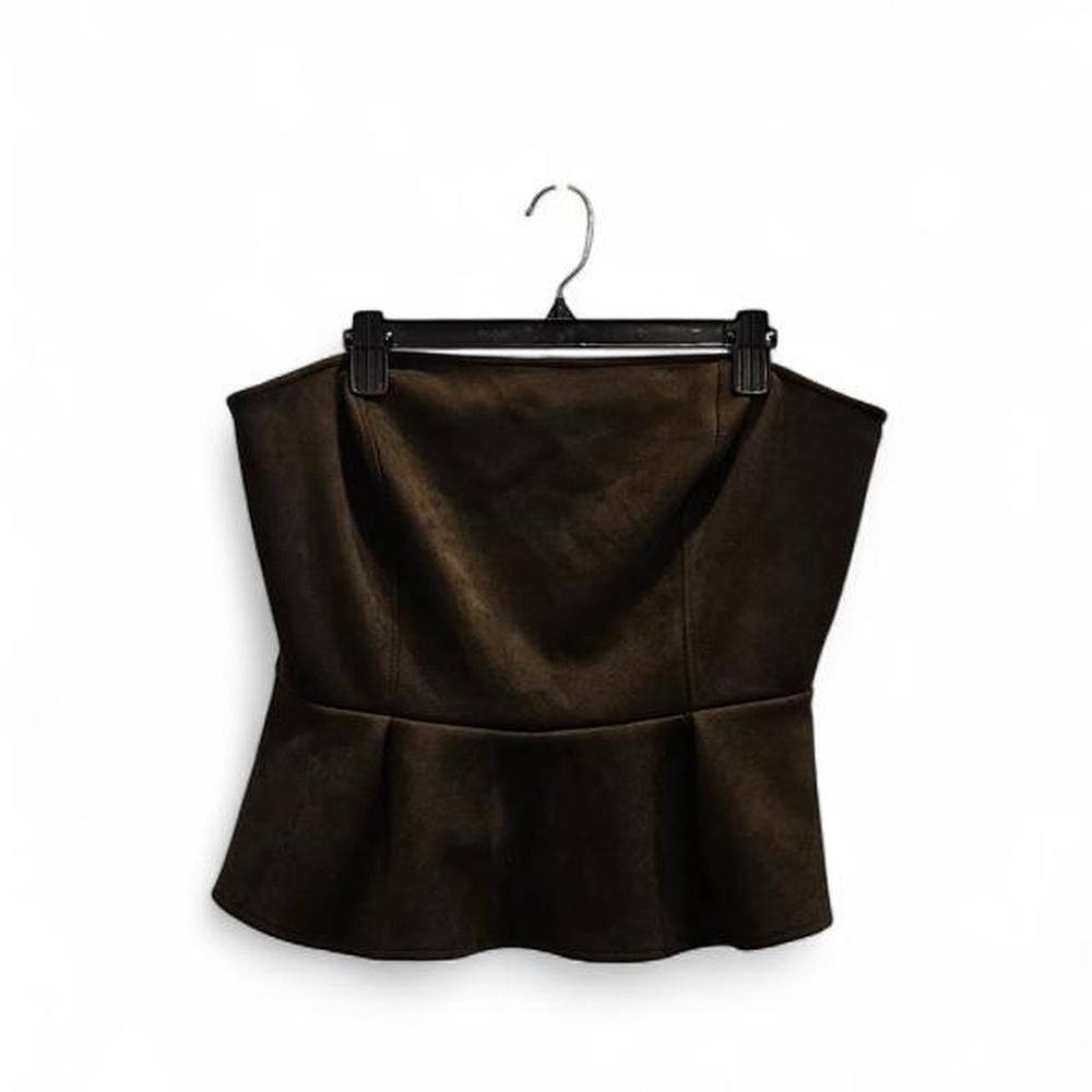 H&M Women's XL Olive Green Strapless Peplum Bustier Top